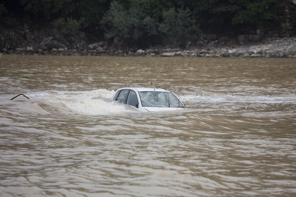 Car flooded in the Ocean